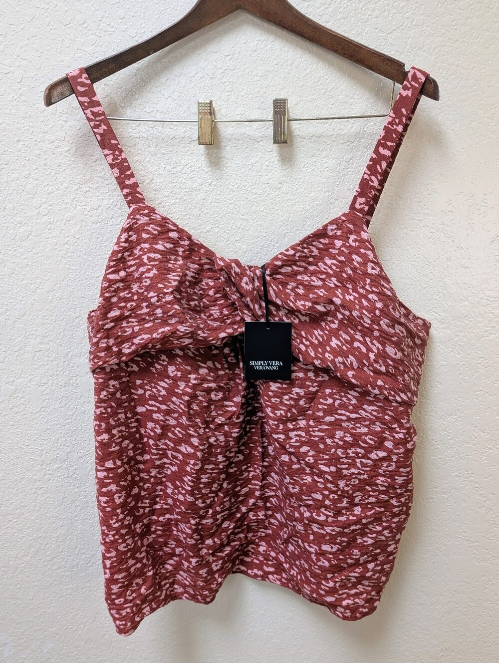 NWT Bohemian Red/Pink Leopard Print Simply Vera Verawang Camisole.Size XL
